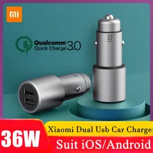 Original 36W Xiaomi Car Charger Dual Usb Adapter QC3.0 Fast Charge Car Chargers For Redmi Note 8 9 9s MI A3 POCO X3 Pro 4X 6A 7A
