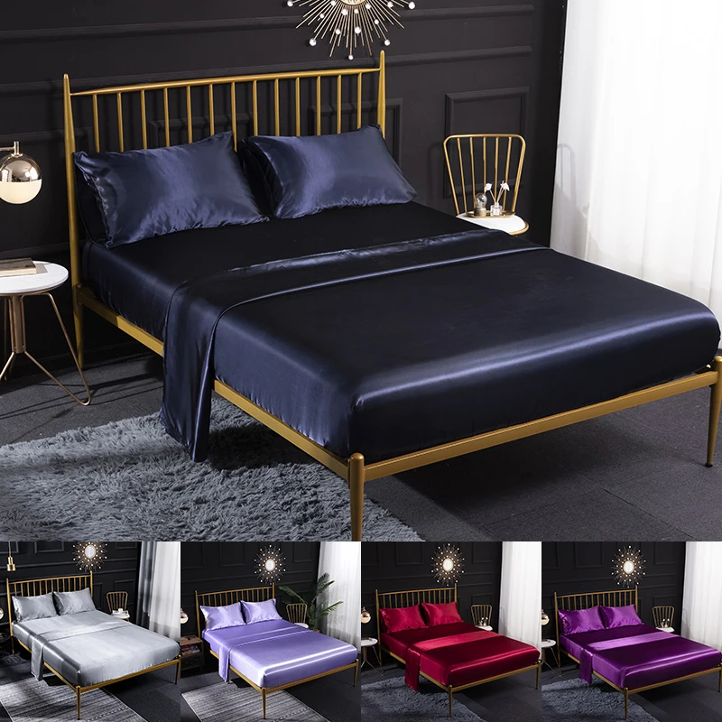 

Роскошный комплект постельного белья, Королевский размер, Комплект постельного белья, простыни, атласные простыни и наволочки, постельное ...