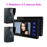 smartyiba cmos 2 cameras 2 monitors lcd kits 7home video door phone unlock funtion intercom visual door bell kits touch button