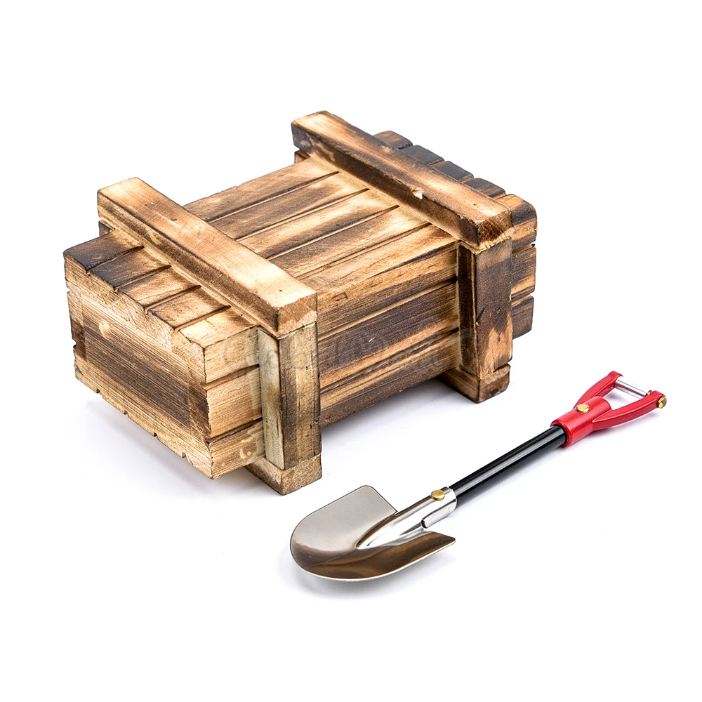 6PCS/Set Simulated Decoration Suitcase Luggage Net Shovel Wooden Box for 1:10 1/10 TRX 4 SCX10 90046 RC Car Accessories - купить по