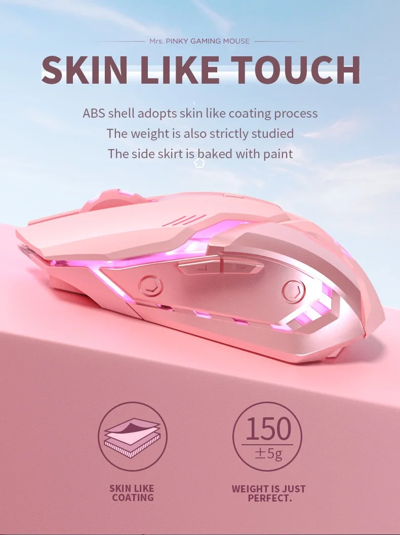 Бесшумная USB Беспроводная мышь RGB оптическая компьютерная для настольного