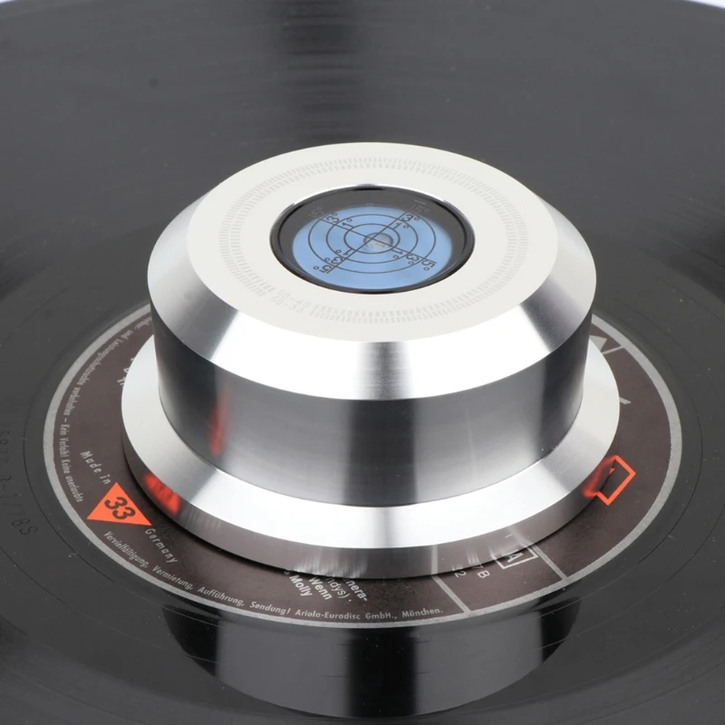 

60Hz Aluminum Record Weight Stabilizer LP Disc Turntable Clamp with Bubble Level 77UA