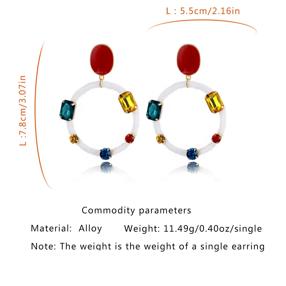 

Lost Lady Shaggy Big Hollow Geometric Round Dangle Earrings Statement Crystal Earrings for Women Fashion Party Jewelry