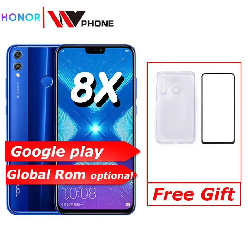 Глобальный Встроенная память Huawe Honor 8X6,5 ''полный экран ОТА обновление смартфон не 8x max мобильного телефона Android 8,1 Восьмиядерный отпечаток пальца ID