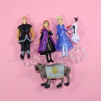 5pcsset solid frozen cake ornaments with base frozen princess anna elsa hans scene decoration characters figure doll