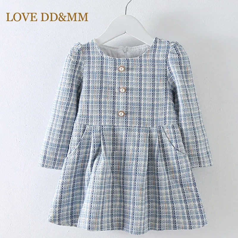LOVE DD&ampMM Girls Dresses 2022 Spring Children's Clothing Fashion Button Sweet Rainbow Plaid Long-Sleeved Princess Dress | Детская