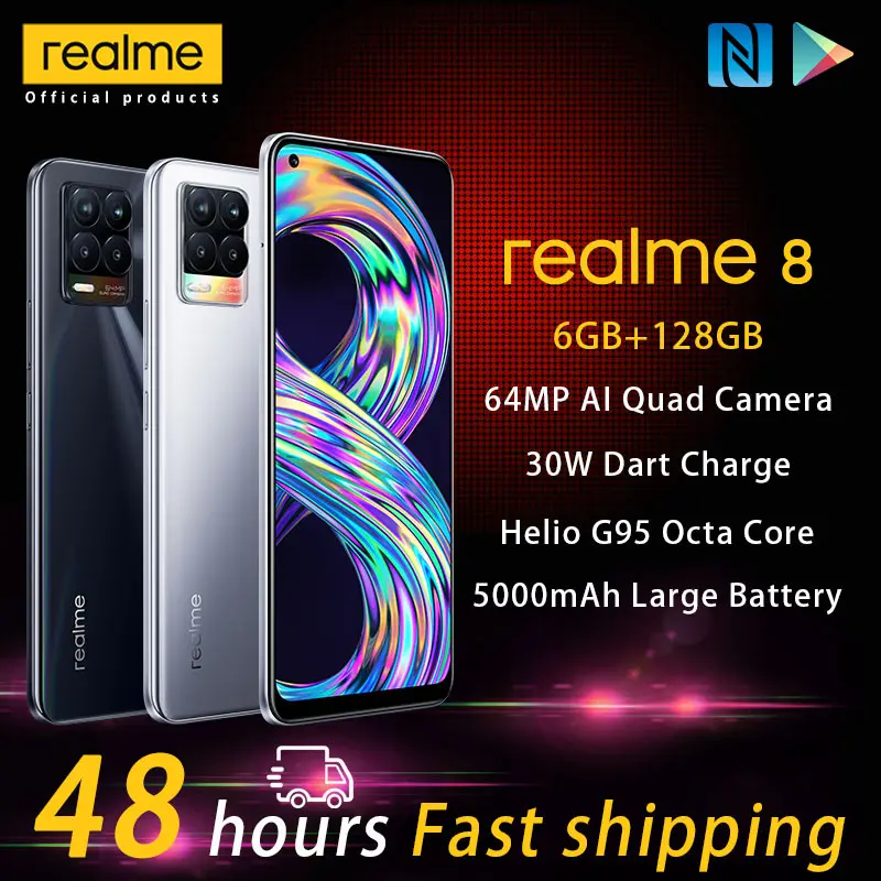 Realme 8 6 ГБ Оперативная память 128 Гб Встроенная Память 30W зарядное устройство