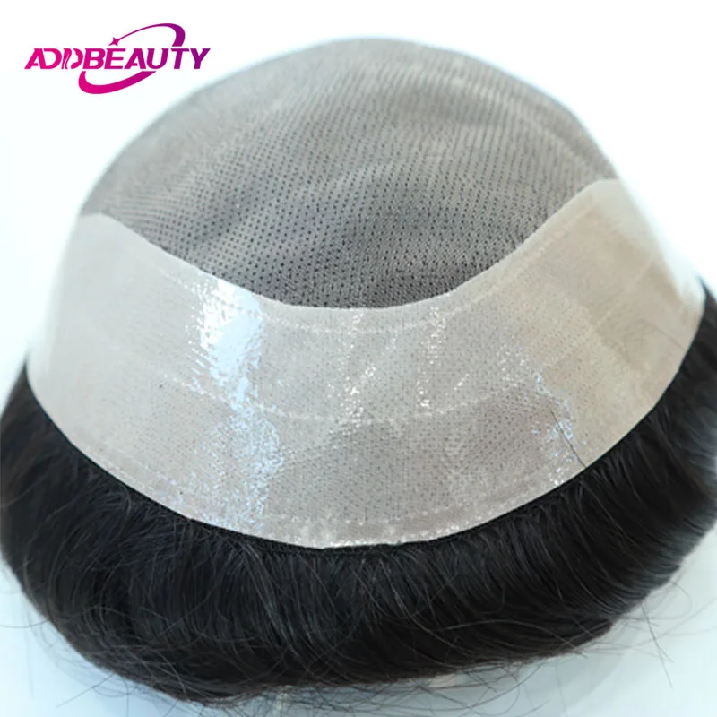 

Human Hair Toupee Mono NPU Men's Wig Dark Brown Natural Wave Straight Indian Human Remy Hair Replacement Natural Hairine 6inches