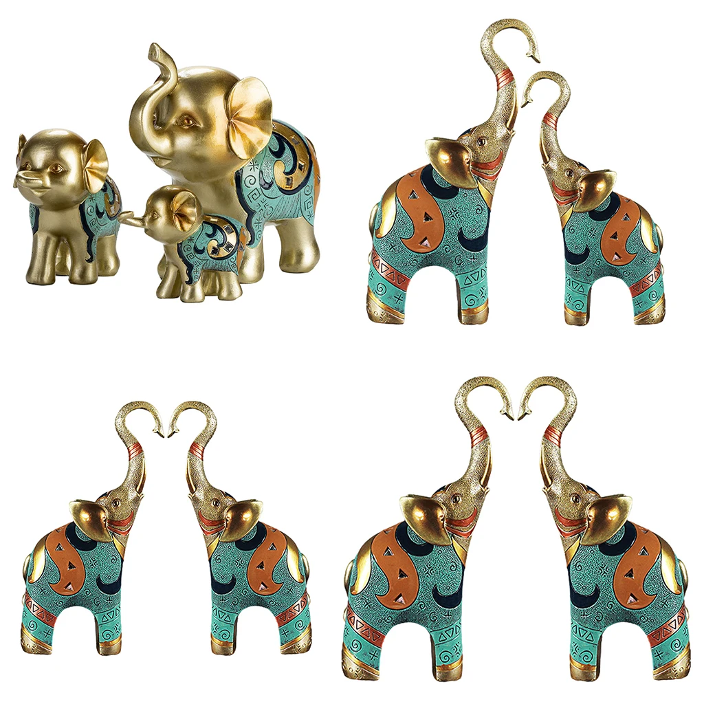 

Resin Good Luck Elephant Statue Fengshui Good Fortune Elephants Sculpture TV Stand Tabletop Figurine Ornament Office Craft