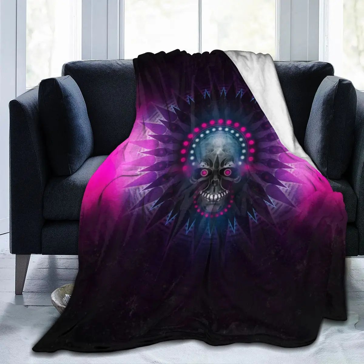 

New 3DSkull Personality Printed Flannel Blanket Sheet Bedding Soft Blanket Bed Cover Home Textile Decoration