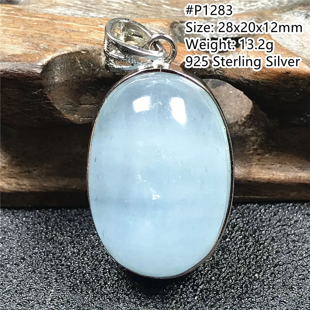 

Top Natural Ocean Blue Aquamarine Crystal Pendant Jewelry For Women Men Healing Luck Gift 28x20x12mm Beads Silver Gemstone AAAAA