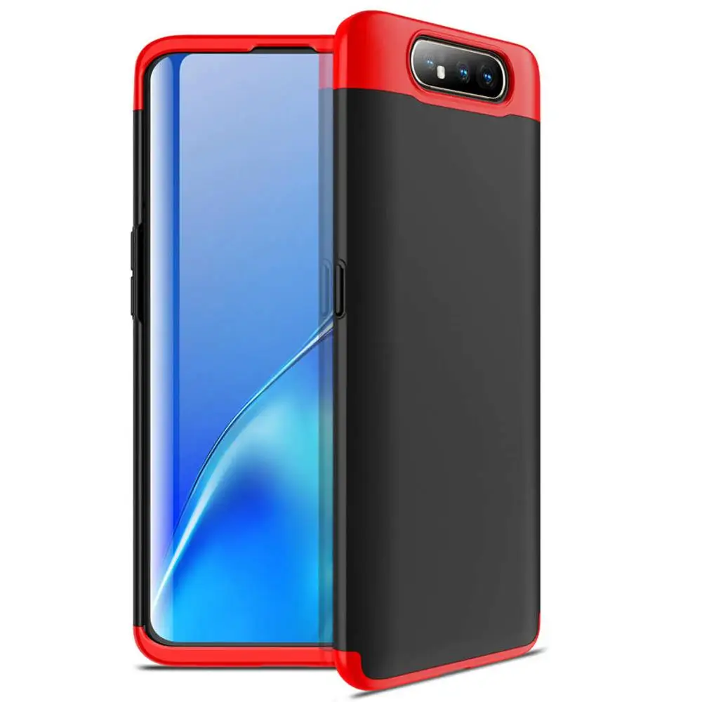 360 полный защитный чехол для телефона samsung Galaxy A80 противоударный Ультратонкий матовый жесткая задняя панель из поликарбоната для Galaxy A80 Coque Fundas - Цвет: Black and Red