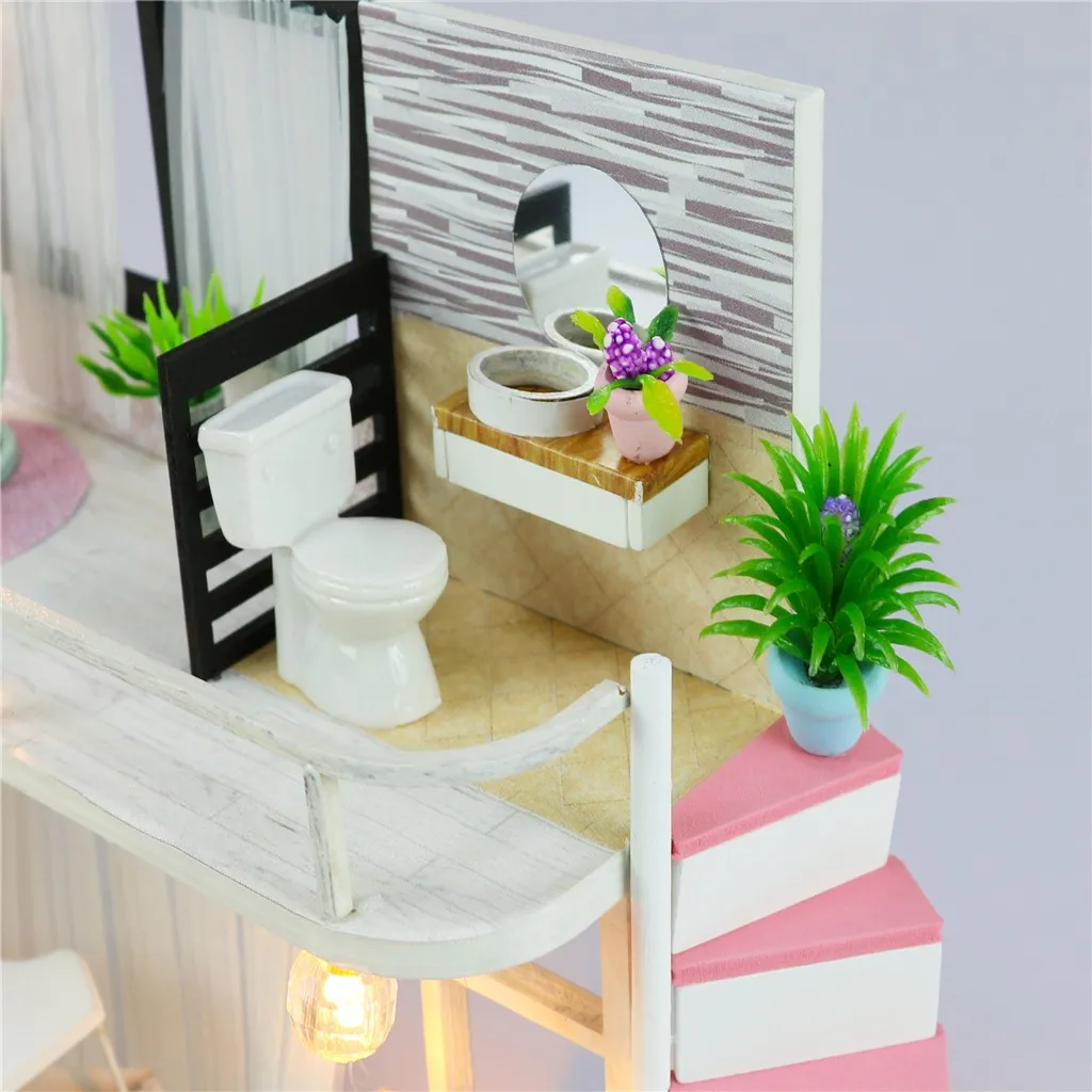 3D Деревянный diy Миниатюрный Дом С Пылезащитным покрытием кукольный домик мебель