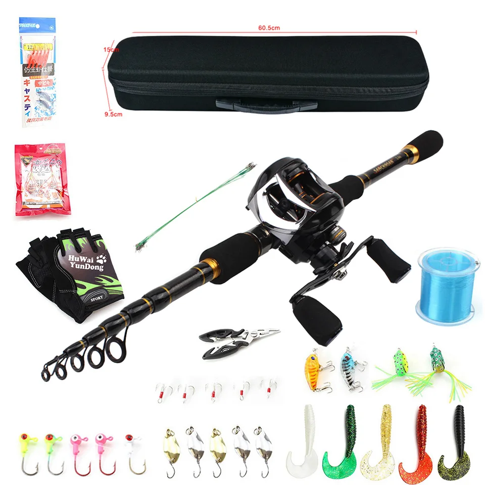 Enlarge Fishing rod with reel and bag lure Casting Rod Reels Set carbon lure fishing pole telescopic Trout rod lure Weight 7-28g M power
