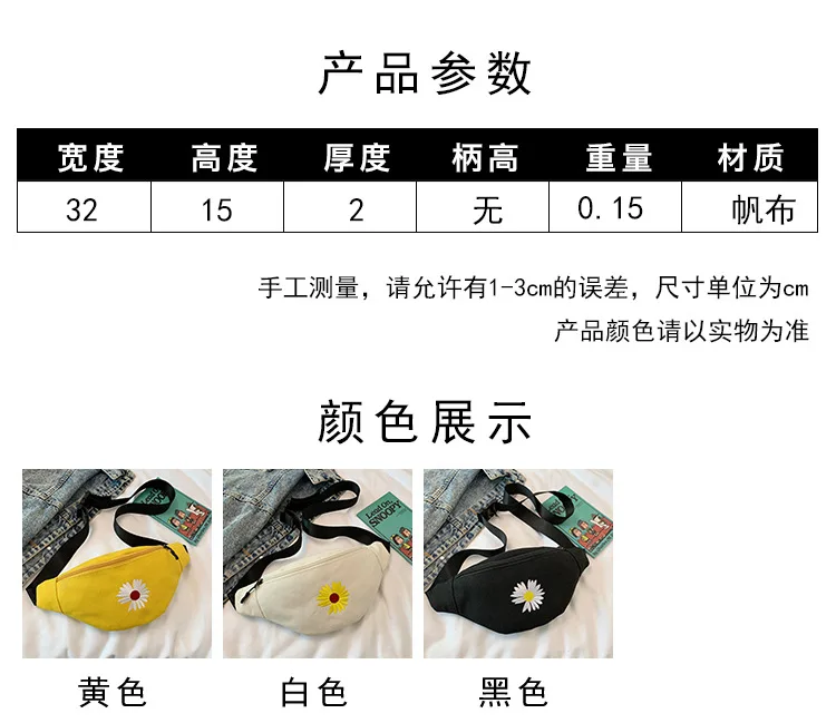 

2020 Spring New Women's Bags Daisy Package Fresh Literary Canvas Pocket Fashion Canvas Shoulder Bags ladies hand bags