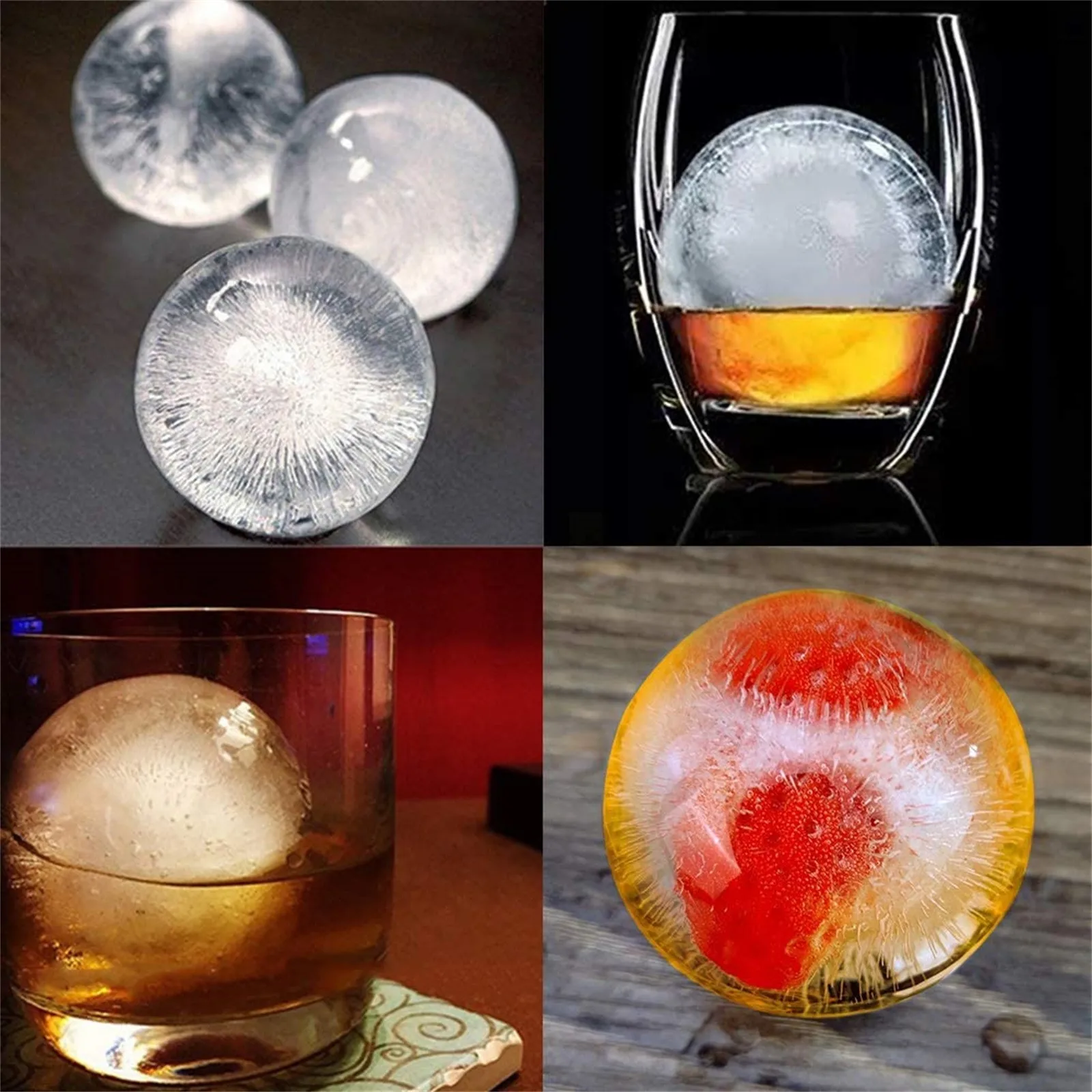 

4 шт./компл. формы для льда, сфера, круглый шар, фотоэлемент для использования в коктейлях, «сделай сам», для дома, бара, вечеринки, кухни, формы...