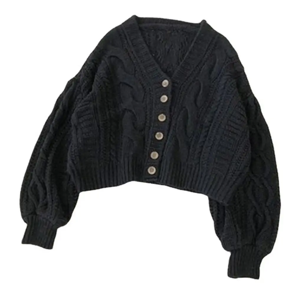 Однотонный кардиган Осенний вязаный свитер женская трикотажная одежда с длинным