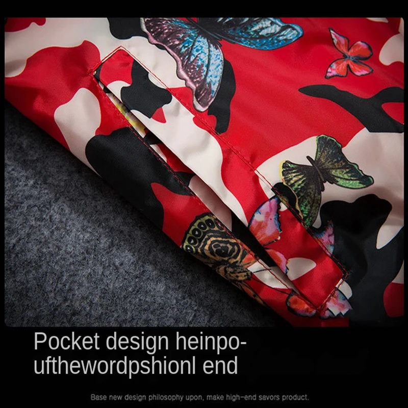 

2021 men's casual camouflage hooded jacket new autumn butterfly print clothes men's hooded windbreaker jacket men