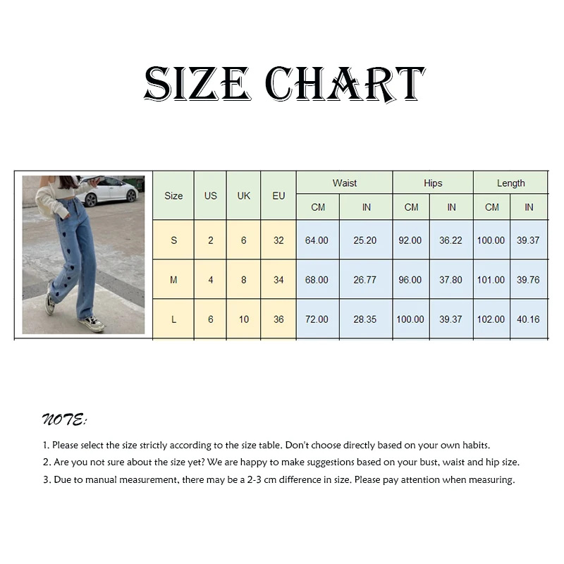 

Printed Jeans Woman High Waist Love Pattern Jeans Wide Leg Pant Loose Cowbye Trousers Streetwear Women Print Pant Free Shipping