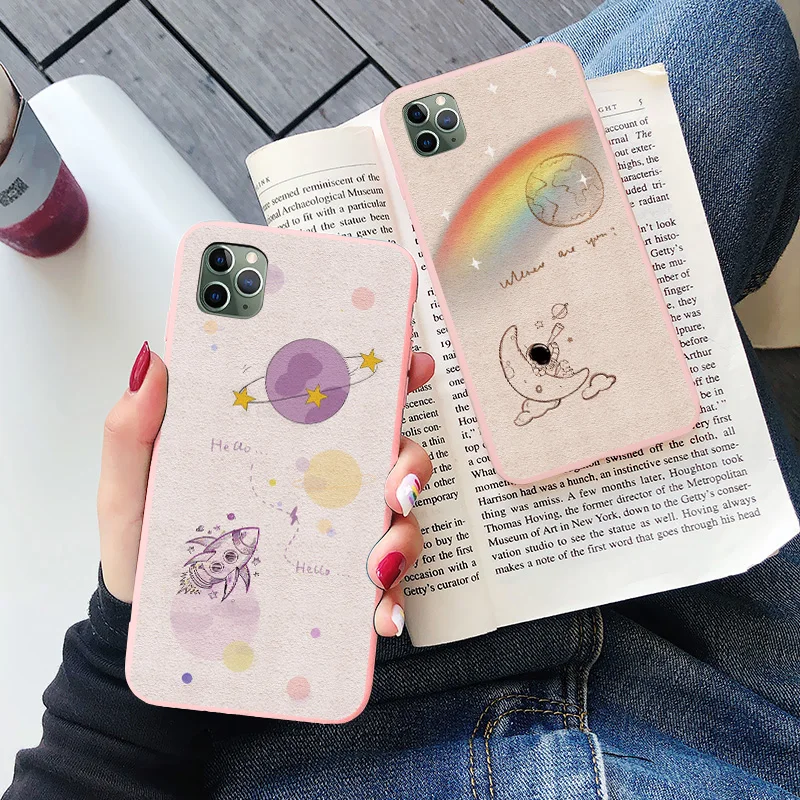 

Cute Cartoon Astronaut Star Rainbow Phone Case For iPhone 11 12 Pro MAX XR X XS MAX 6s 7 8 Plus SE2020 Soft Silicone Back Cover