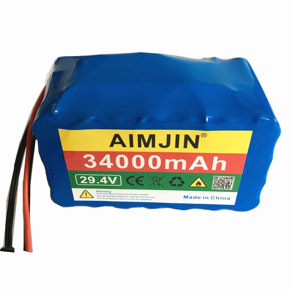 

New 7S4P 24v Li Ion Battery Pack 29.4v 34Ah Electric Bicycle Motor Ebike Scooter 18650 Lithium Rechargeable Batteries