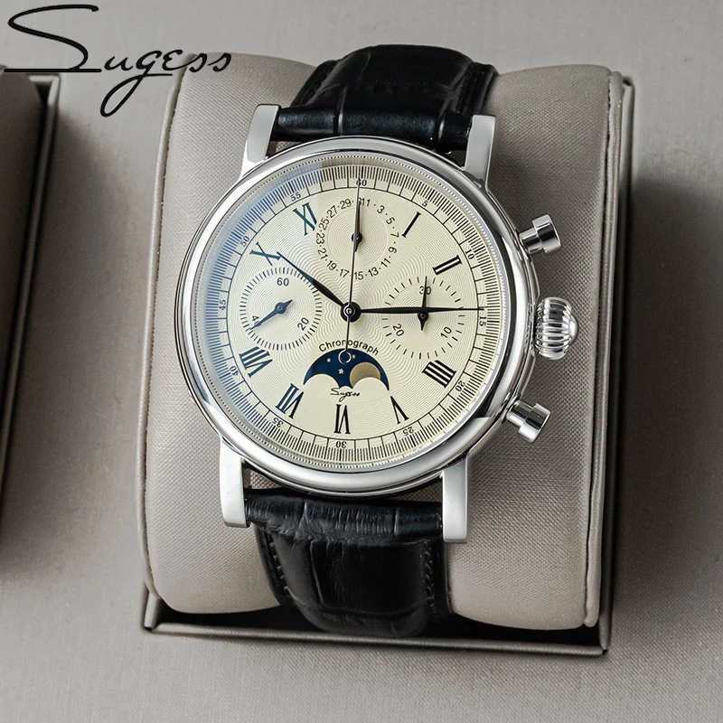 Sugess хронограф Для мужчин s часы Элитный бренд ST1908 Механическая сапфир с