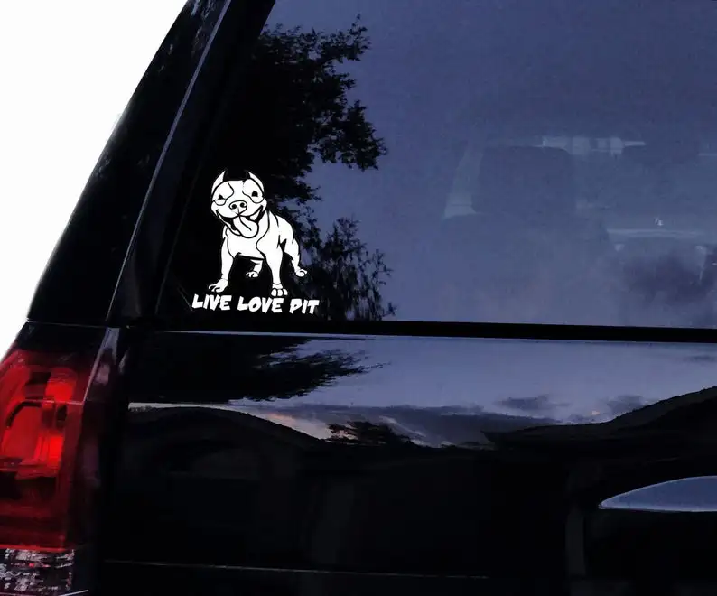 Черный/белый питбуль питбулл Собака терьер виниловый семейный окно искусство