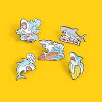 but dad it is shark week have a lovely day pin blue banana shark sharks are eriends not fiends brooch enamel bag jewelry gifts