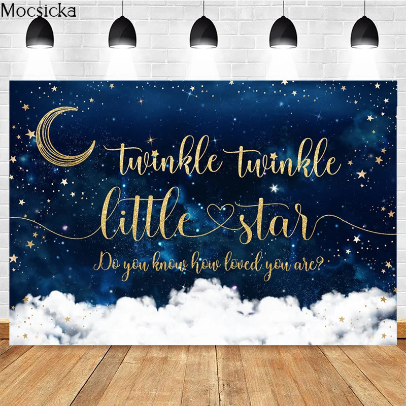 

Mocsicka Little Stars Photography Background Star Blank Cloud Moon Decoration Studio Props Baby Shower Photo Backdrop Banner