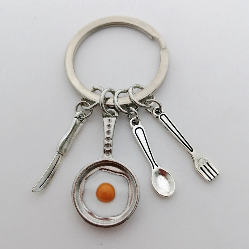 Брелок для ключей с жареным яйцом брелок жареного яйца шеф-повара кухонный