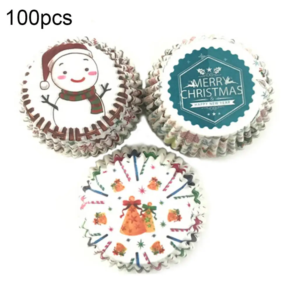100 шт Рождественский торт конфеты стакан для хранения колпачок Снеговик печать