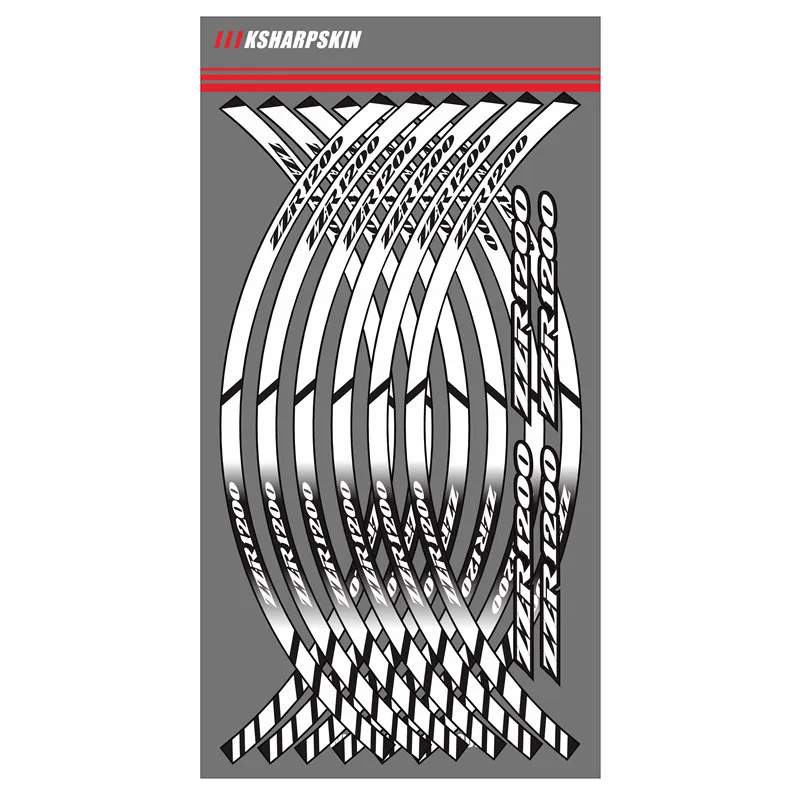 12 Strips Motorcycle Wheel Sticker Reflective Rim Stripe outer Accessory Stickers For KAWASAKI ZZ-R1200 zz r1200 | Автомобили и