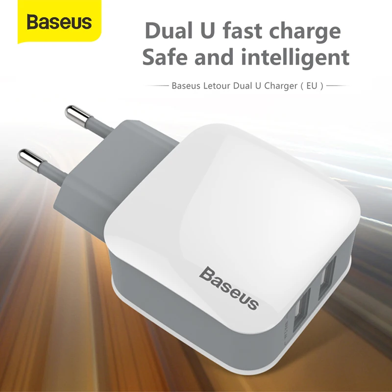 Сетевое зарядное устройство Baseus с USB портами и вилкой Стандарта ЕС США|us usb charger|usb