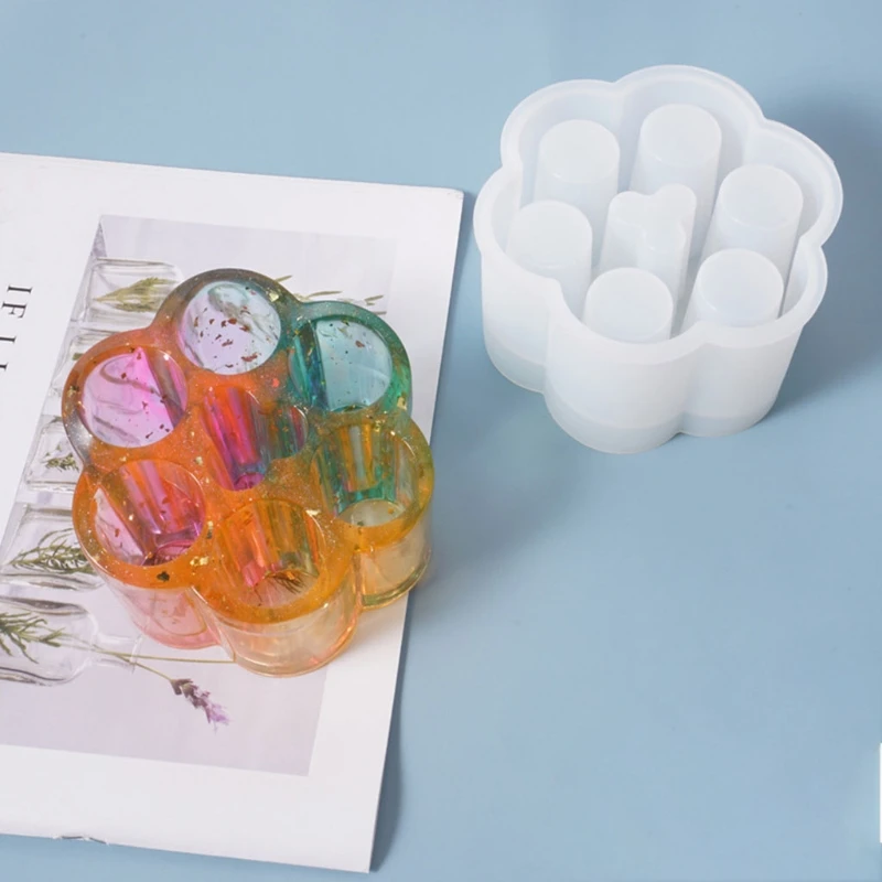 

Resin Mold 6 Grids Round Lipstick Storage Box Case Holder Casting Silicone Mould M3GF