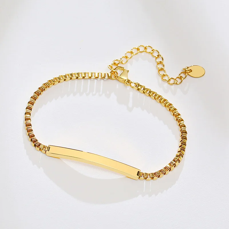 Женские браслеты с гравировкой на заказ из нержавеющей стали цепочкой и