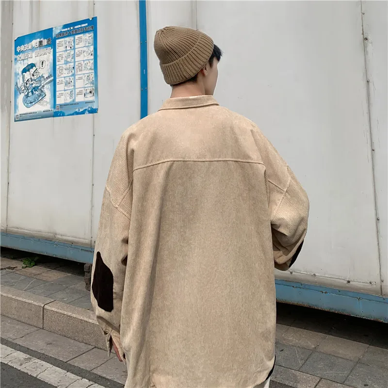 

Long-sleeved Shirts Men's Korean Handsome Spring Autumn Shirt Jacket For Male Japanese Style Solid Color Striped Mens Outerwears