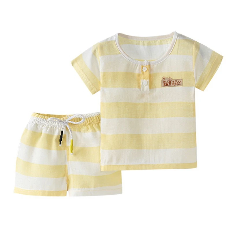Casual Toddler Outfits Baby Boy Summer Clothes Newborn Boy Clothing Set Sports T-shirt+ Shorts Suits Leaves Print Clothes - Цвет: VS0831-Y
