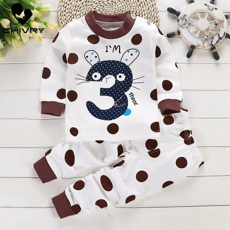 Детские хлопковые Пижамные комплекты для мальчиков и девочек Милая футболка с