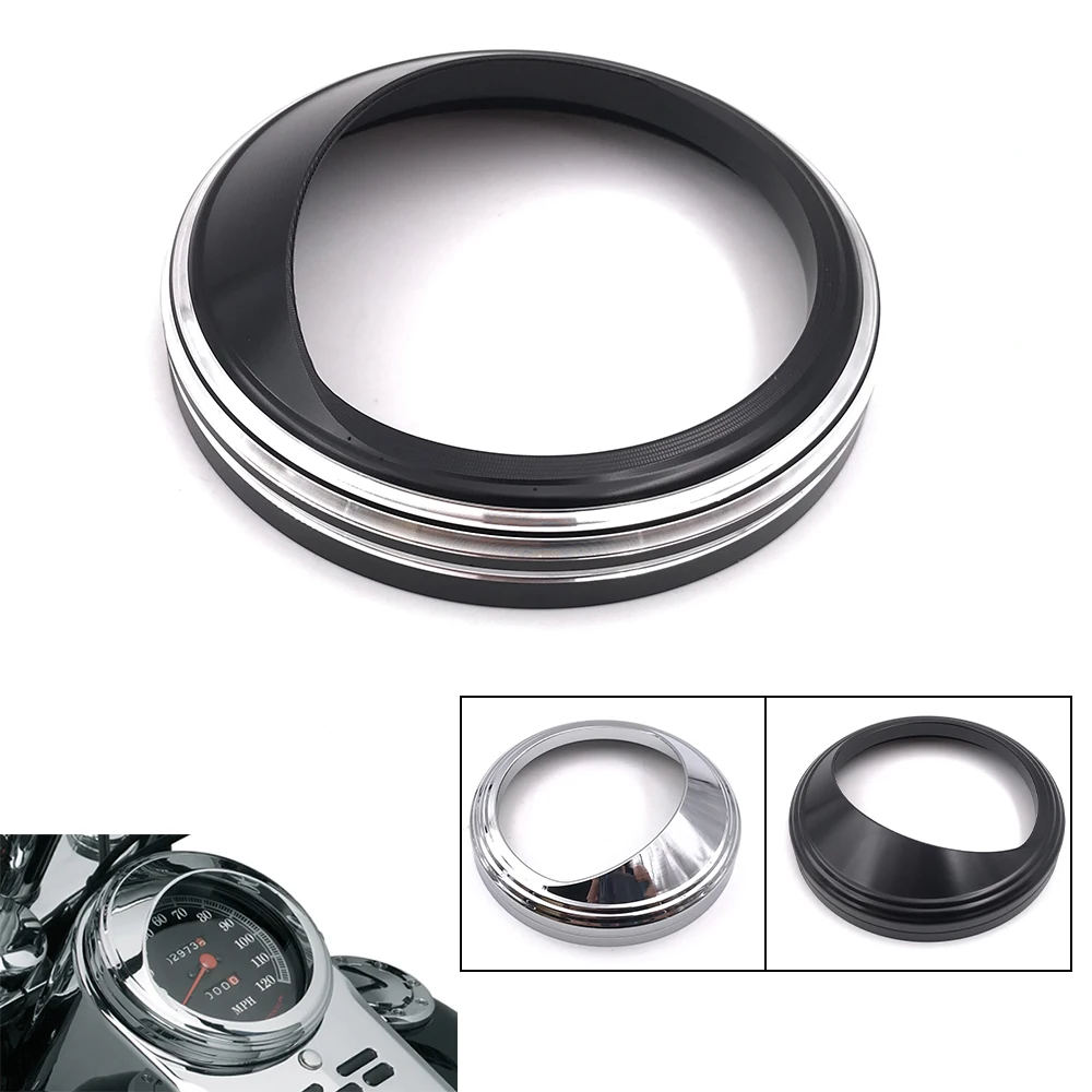 

For Harley Electra Glide Dyna Fat Boy Softail Road King Custom Chrome 5" Aluminum Speedometer Gauge Bezel Visor Trim Ring Cover