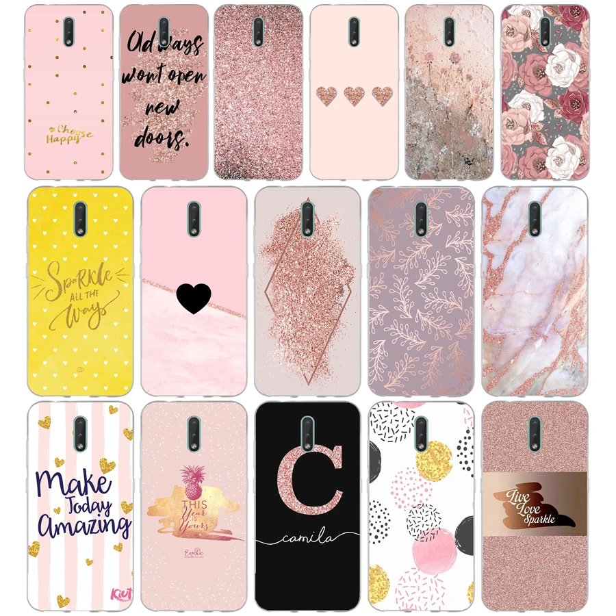 331FG Gold Rose Glitter Love gift Soft Silicone Tpu Cover ph