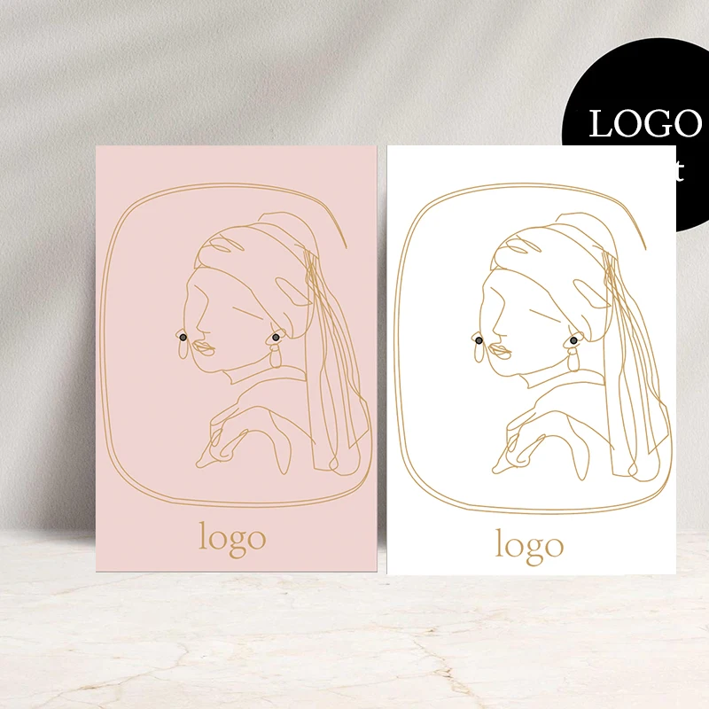 Набор сережек держатель для карт дисплей с модным безликим женским портретом