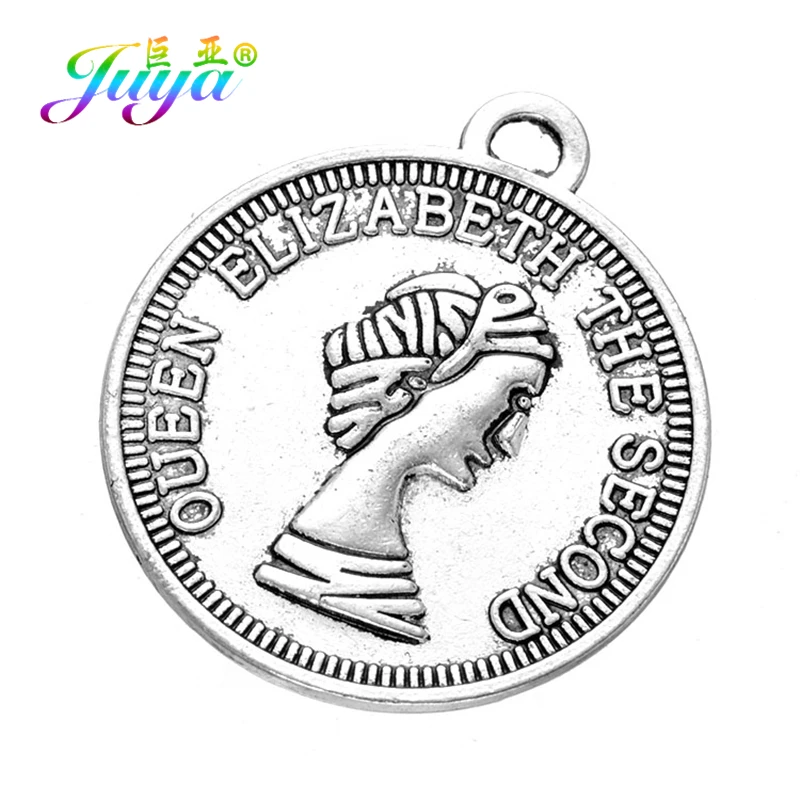 Juya 10 шт./лот оптовая продажа антикварные золотые/Серебристые Подвески королевы