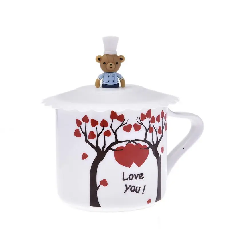 Герметичная силиконовая чашка крышки Термостойкое многоразовые с принтом