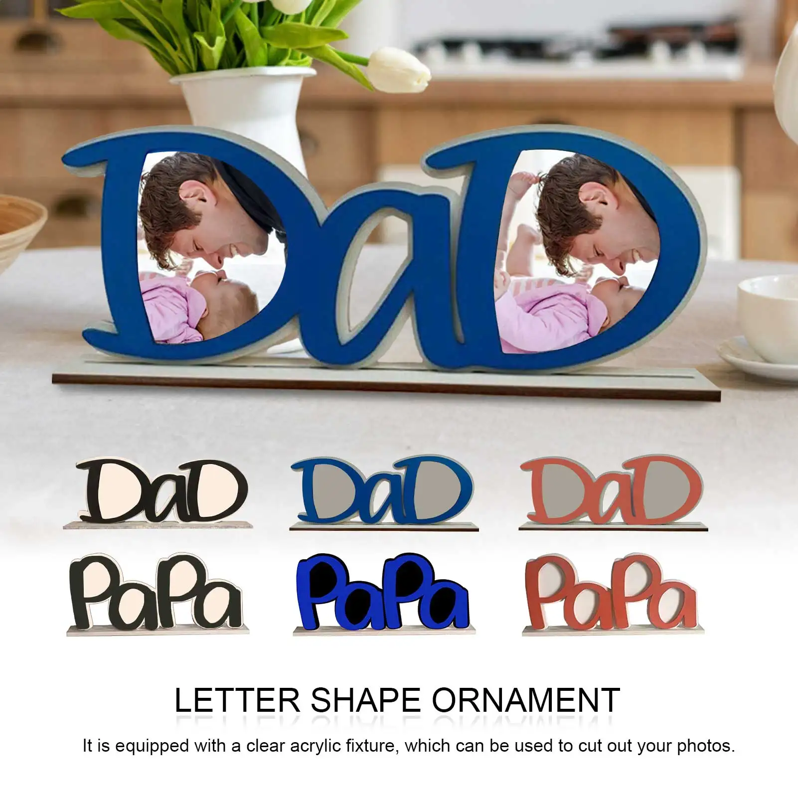 

No-regular Dad Wooden Photo Frame Innovative Desktop Ornament Father's Day Gift
