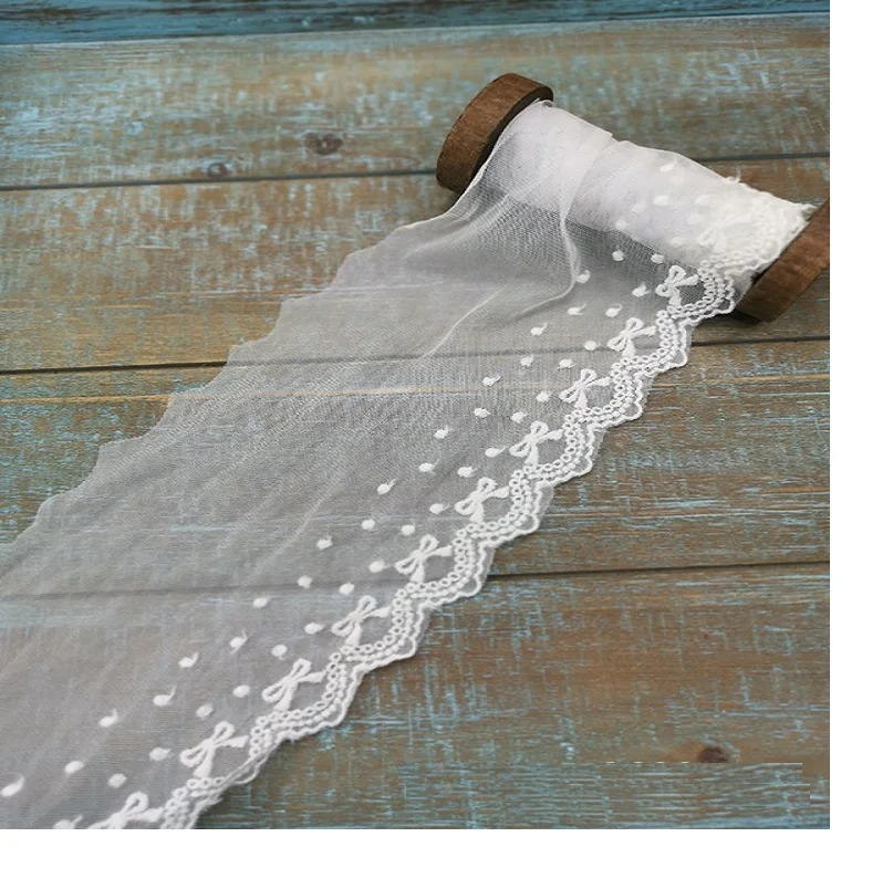 2 ярда сетчатая пряжа кружево с вышивкой 9 см бантом сделай сам манжеты воротник