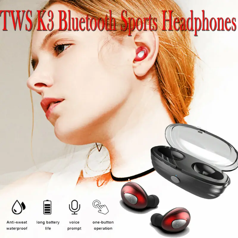 Беспроводная гарнитура K3 Bluetooth 5 0 TWS Hi-Fi бас Twins спортивные стереонаушники с