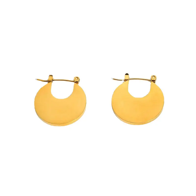 

HelloLook Geometric Flat Earrings For Women 18K Gold Plated Stainless Steel Hoop Earrings Ladies Classic Earrings Jewelry