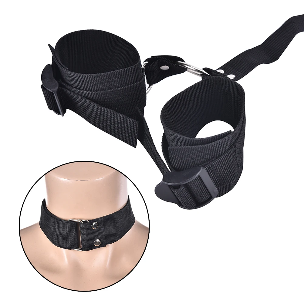 

1Set Black Neck Collar To Hand Restraint Bondage Hand Cuffs Toys Resistance Bands For Couple