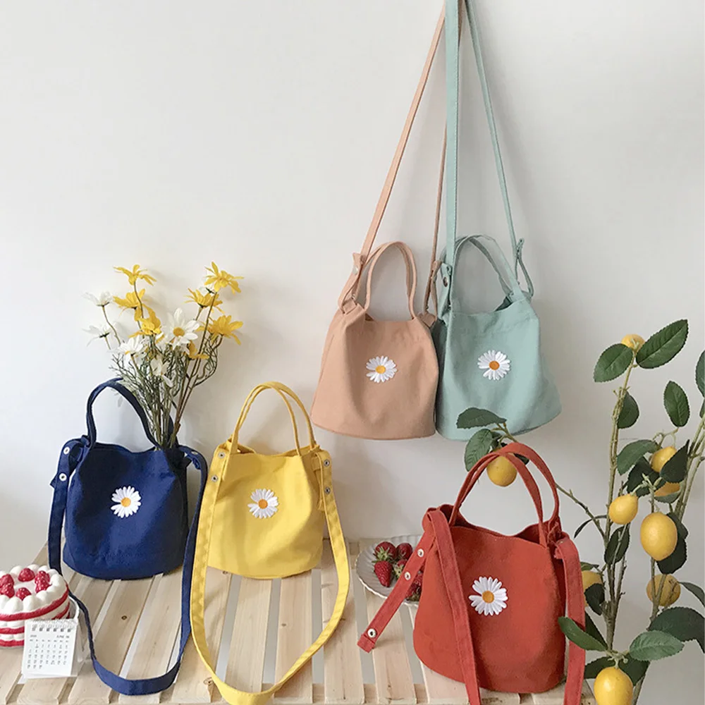 

Mini Canvas Shoulder Bag Women'S Cotton Handbag Totes Ladies Casual Vintage Purse Cloth Bucket Pouch For Girls