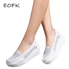 Женские замшевые мокасины EOFK, летние туфли на плоской платформе с вырезами, повседневные туфли на танкетке, без застежки